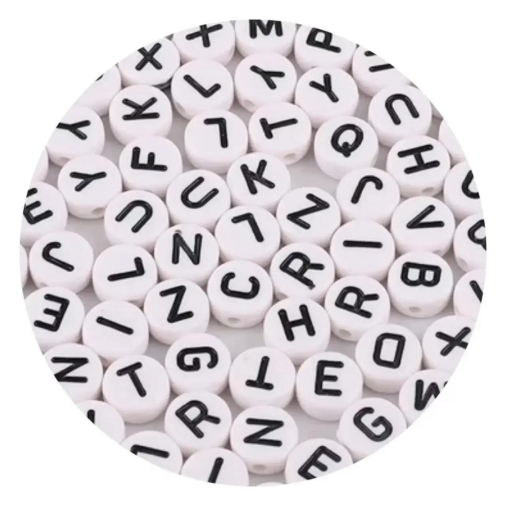 100/200/300/500 Stück Acryl-Buchstabenperlen, gemischt, rund, flach, lose Abstandsperlen für die Herstellung von handgefertigten Schmuckstücken, DIY-Armbändern und Halsketten