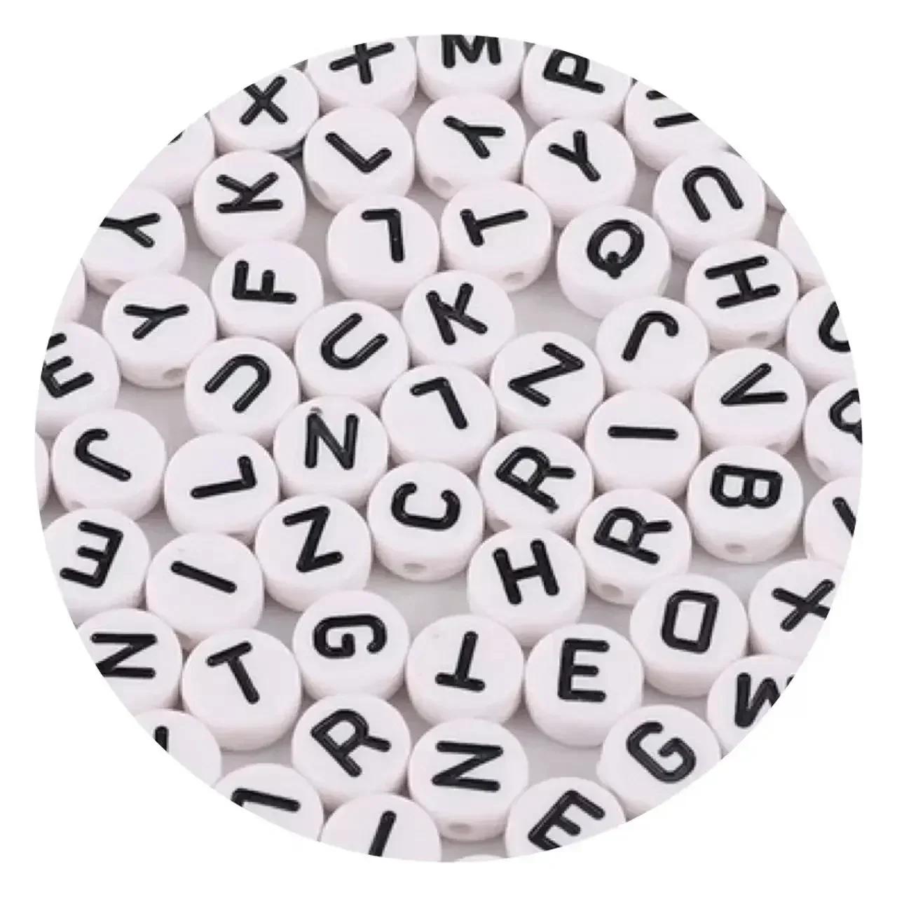 

100/200/300/500 шт. Акрилові намистини з літерами, круглі, плоскі, розсипні намистини-роздільники для виготовлення ювелірних виробів, ручна робота, DIY браслет, намисто 100PCS