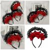 Big Rose Flower Halloween Headband Decoration Rose Flower Crown Red Rose Flowers Headdress  Girls