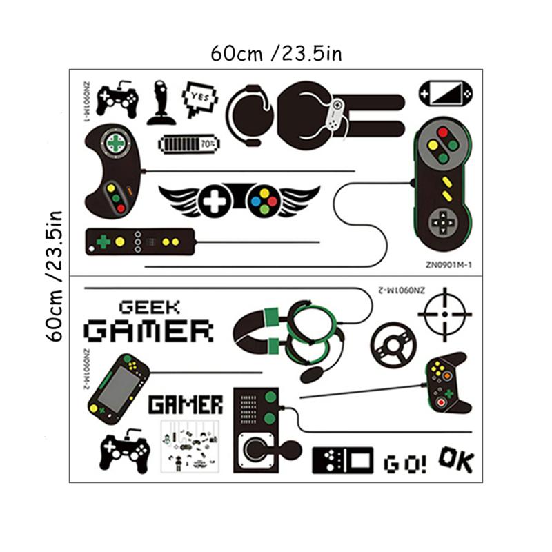 Watercolor E-Sports Gamer Console Vinyl Wall Stickers For Home Decoration Kids Bedroom Boy Gaming Room Anime Puzzle Game Poster