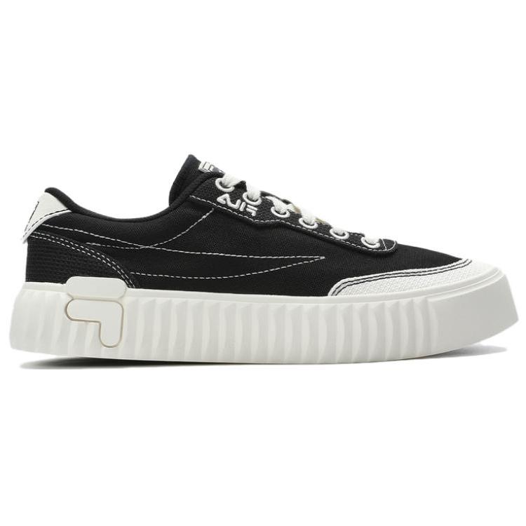Fila Gear 1S Biscuit Shoes Retro Casual Low-Top Canvas Shoes Women sneaker Black White F12W432310FBK