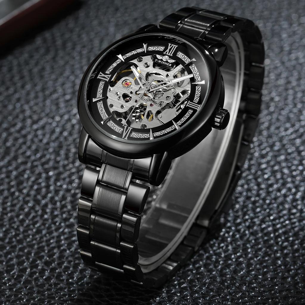 Winner Style Men'S Fashion Casual Hollow Mechanical Movement, Automatic Mechanical Watch
