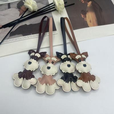 Schnauzer Puppy Leather Keychain Bag Charm