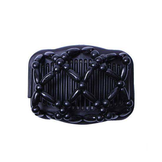 

Женский винтажный деревянный гребень для волос с магическими бусинами, заколка-клипса, двойной слайд, головной убор C