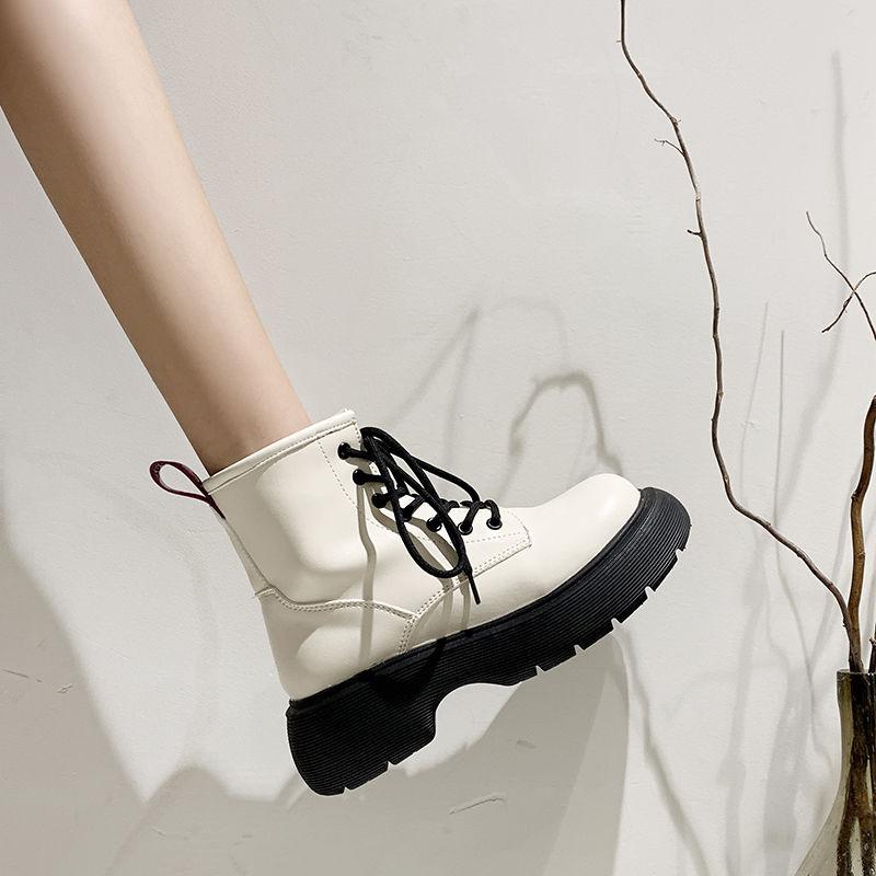 Martin Boots White British Autumn New Everything Women Boots Retro Thick Bottom Fried Street Tide Instagram Cool White Boots