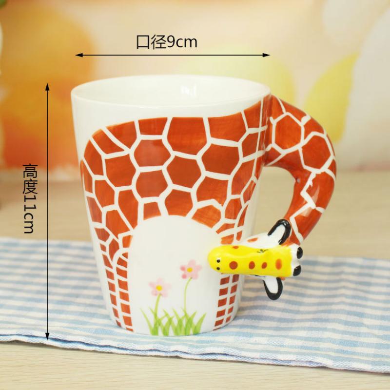 Creative Ceramic Puppy Giraffe Coffee Cup Cute Animal Mug Relief Three-dimensional Decor Afternoon Tea Breakfast Milk Mug 400ml