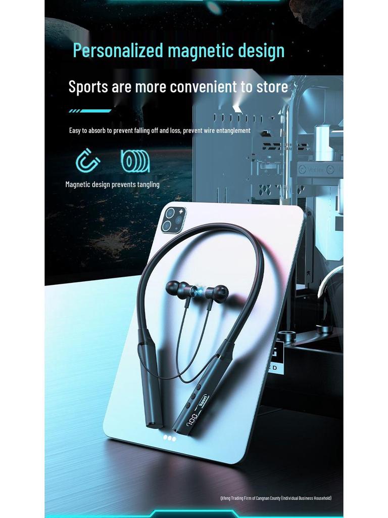 2025 Neckband Bluetooth Earbuds: Long Battery, Noise-Cancelling, Waterproof, Bass-Boosted for Running & E-sports