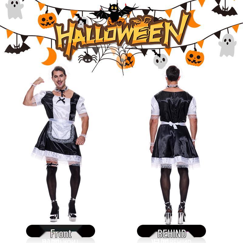 Přeshraniční halloweenský karneval: Sexy Pánský Kostým Cosplay Služky