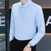 Anti-Wrinkle Men's Shirts Long Sleeve Dress Shirts Male Slim Fit Camisa Social Business Blouse Gray Office Classic Shirt 5XL