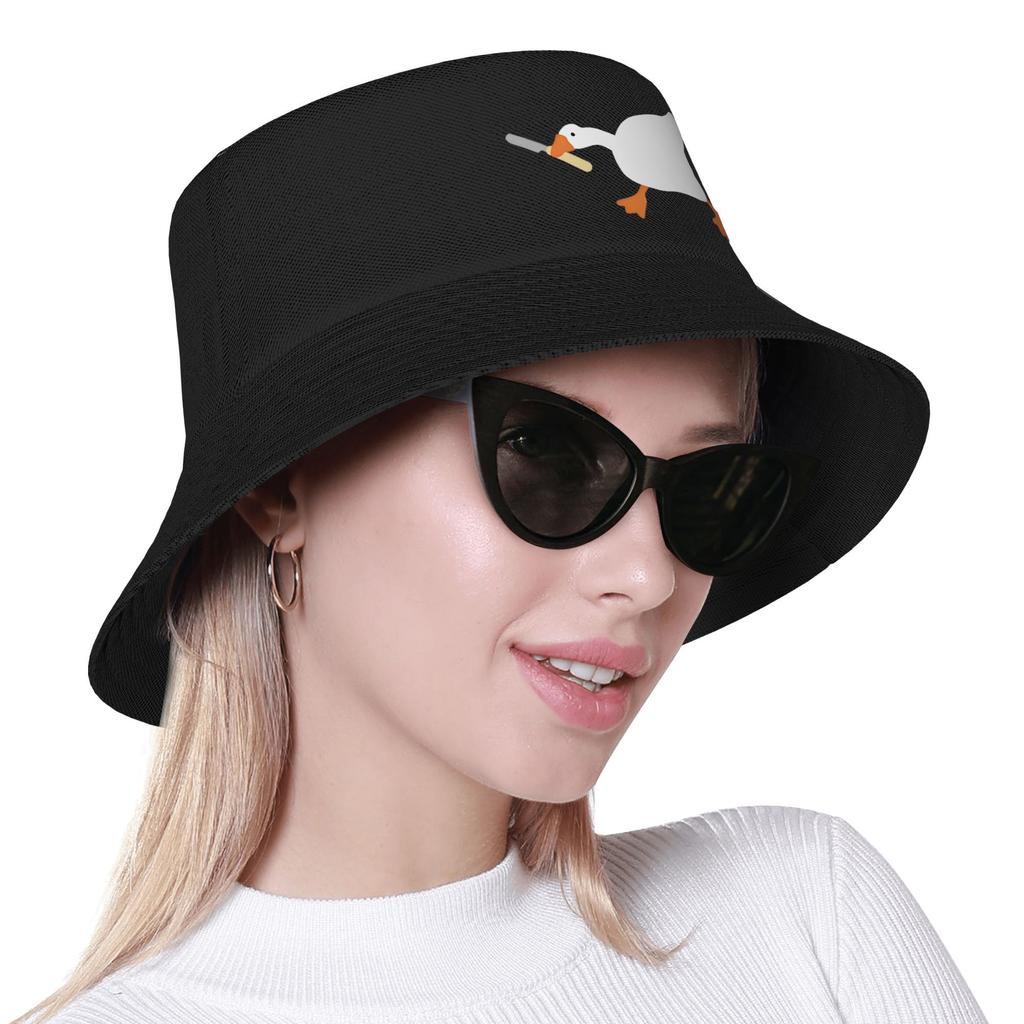 Duck Goose Accessories Bucket Hat Style Men Women Sun Hat Biting Knife White Goose Bob Packable Fishing Fisherman Cap Camping