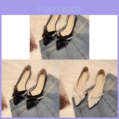 Small Fragrance Style Flat Shoes For Women With Pearl Side Cutouts And Elegant Design