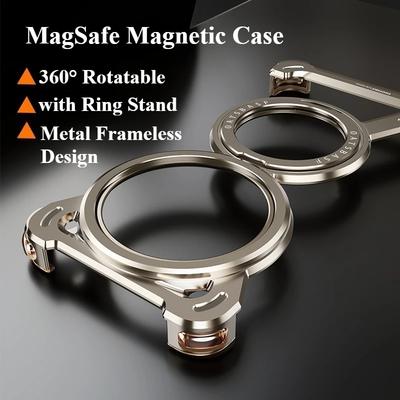 Oatsbasf Metal Magsafe Phone Case for Xiaomi 15 14 Ultra/Pro Case with 360° Rotation Stand Shockproof Thin for Xiaomi 15 14 Case