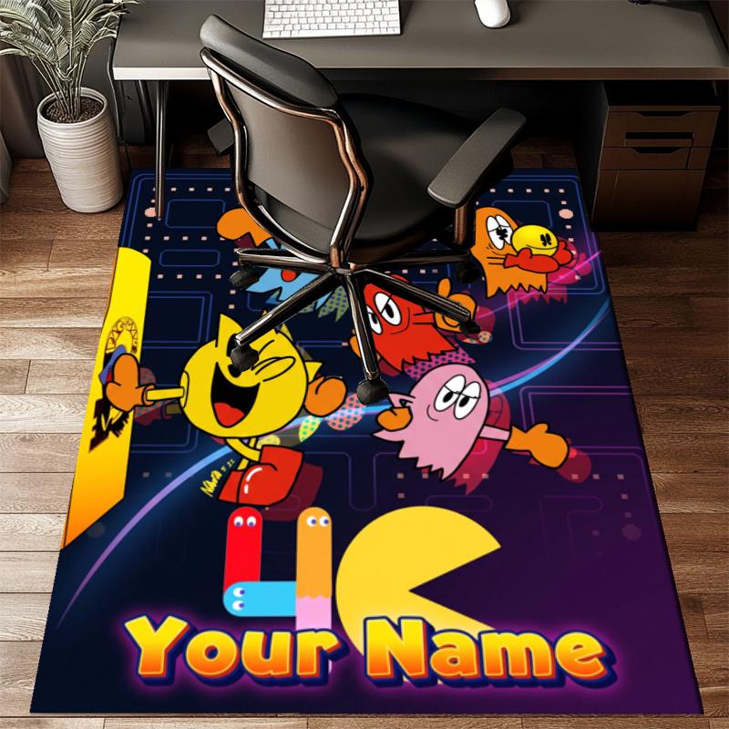 Custom Name Pac Game Rug - Decorative Non-slip Carpet With YourName For Bedroom Or Office Perfect Gift For Family And Friends