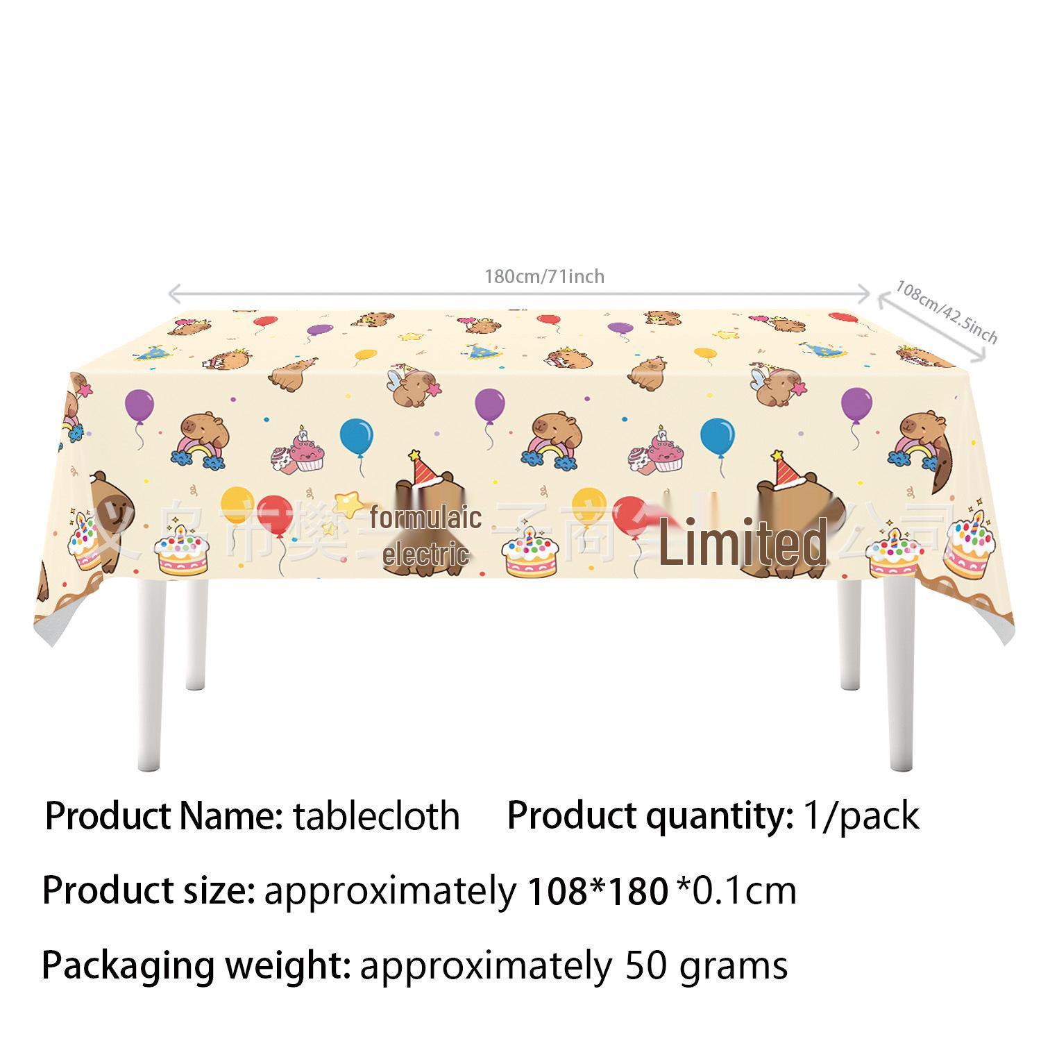 Cute Capybara Cartoon Birthday Party Disposable Tablecloth for Kids