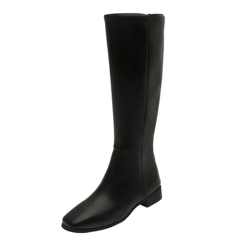 New Winter Knee High Boots Women Shoes Genuine Leather Black Western Tall Long Chelsea Boots Female  Trends Shoes