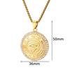 Ancient Egypt The Eye of Horus Pendant Gold Male Color Stainless Steel Zircon Round Necklace for Men Egyptian Jewelry Gift
