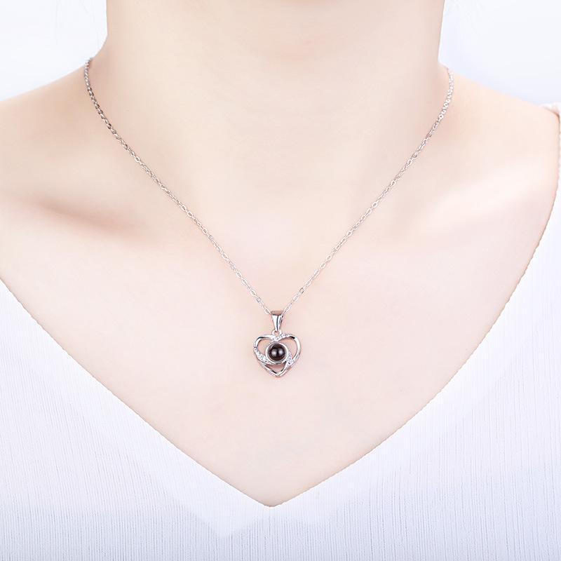 Náhrdelník Láska s Projekcí S925 Stříbro 100 Jazyků Miluji Tě Náhrdelník