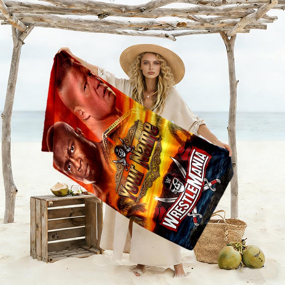 Toalla de Playa Personalizada con Nombre de Wrestlemania Alta Absorción y Secado Rápido