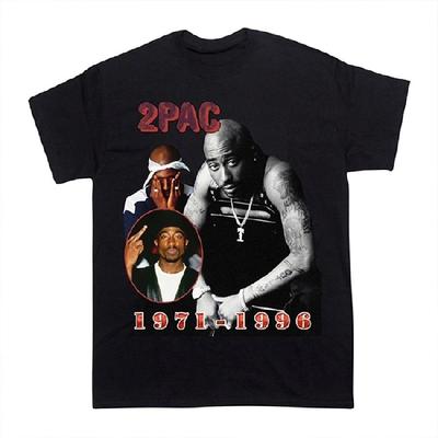 2PAC Tupac 2PACT Shirt Hip Hop Street European and American Portrait Old Printed Retro Rap VINTAGET Shirt1
