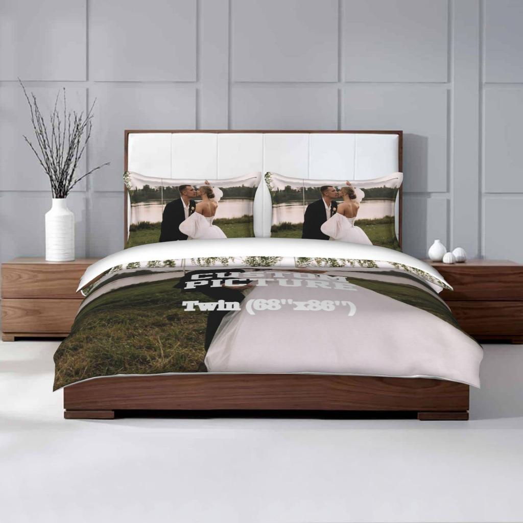Custom Photo Three-Piece Quilt Cover 3D Digital Printing Bedding Set Diy Bed Cover