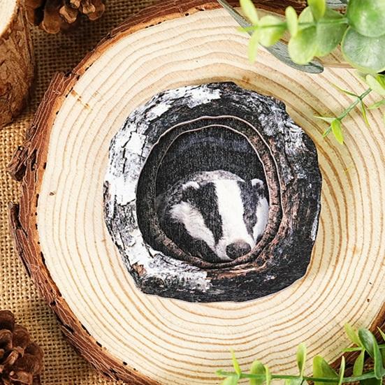 Tree Hole Animal Refrigerator Magnet Wooden Animal Fridge Magnet Home Office Kitchen Cabinet Locker Whiteboard