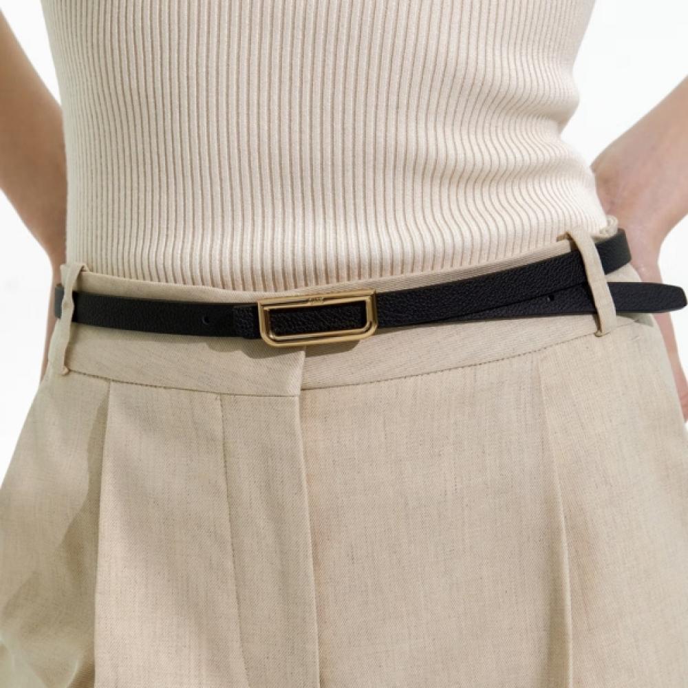 Daks Women Black GolD D Buckle Leather Belt Dbbe6f805bk Single option