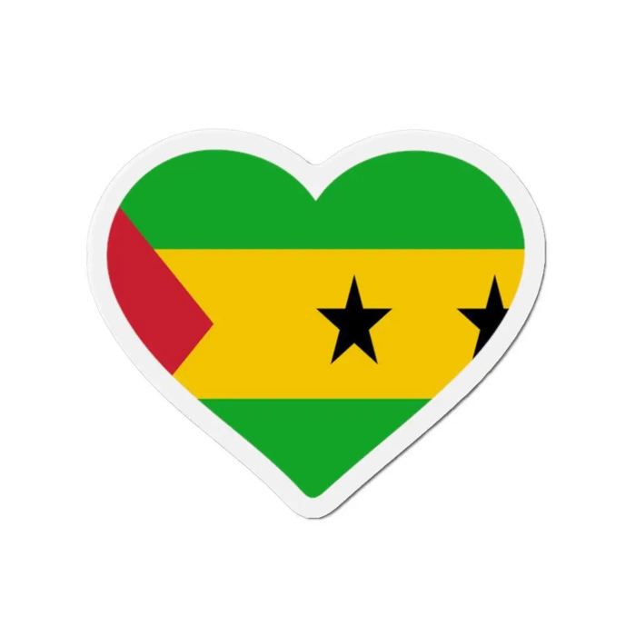 Aimant Coeur Drapeau - Sao Tomé-et-Principe - 6 cm - 50 pièces - Multicolore - Mixte