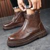 Herren Echtleder Retro Schlichte High-Top Dicksohlige Freizeitschuhe Stiefeletten