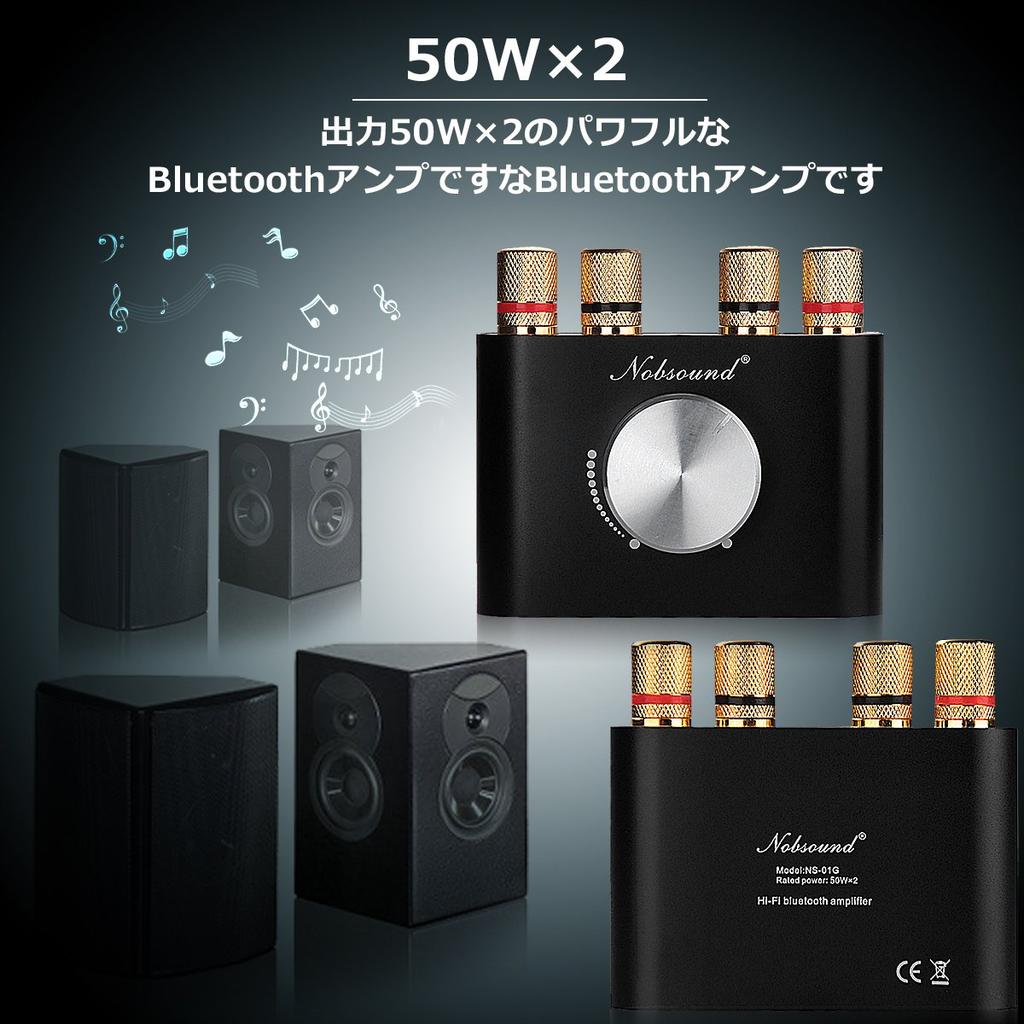 Nobsound Pro Leistungsverstärker Bluetooth 50 W x 2 Verstärker Lautsprecher HiFi Audio Kein Netzteil NS-01G (Schwarz)