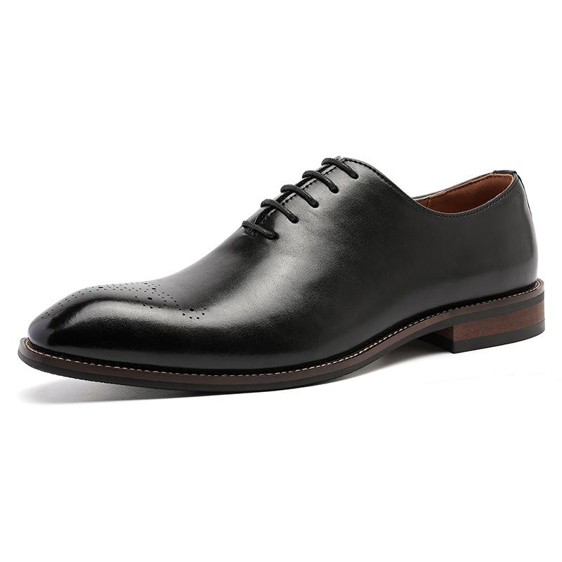 

New leather shoes men s business dress heightening leather British style square head casual Oxford shoes men s leather shoes 38