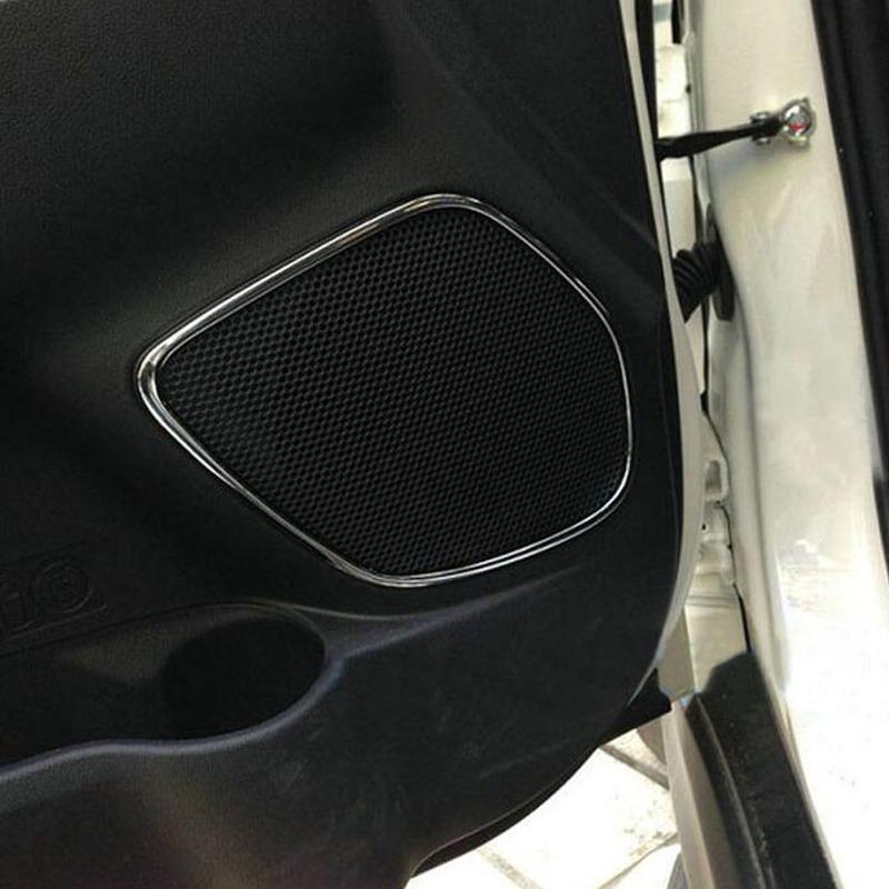 Car Door ABS Chrome Audio Speak Sound Cover Ring Circle Lamp Trim Stick 4PCs For Mitsubishi ASX 2013 2014 2015 2016 2017 2018
