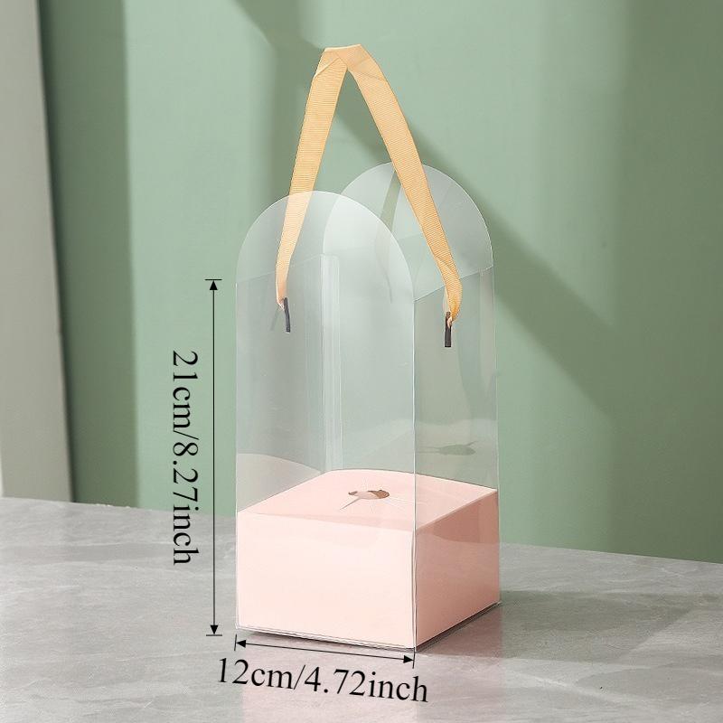 5er-Set Tragbare Klare Plastik-Blumenkästen Transparente Handheld-Rosen-Geschenkbox für Blumenstraußverpackung Kleine Florale DIY-Hülle Taschen