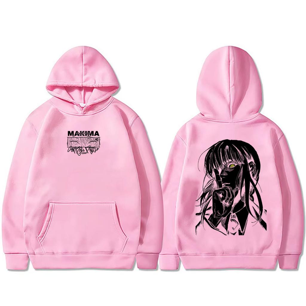 Chainsaw Man Hoodie Vintage Manga Makima Eyes Graphic Pullover Hoodies Men Women Cartoon Casual Oversized
