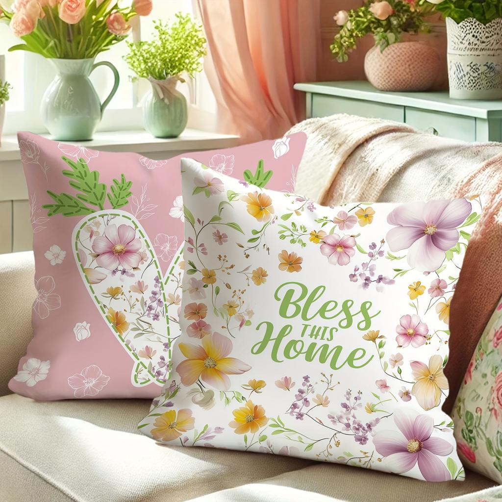 Spring Floral Style Print Nordic Home Decor Pillowcase Bedroom Living Room Sofa Decoration Polyester Cushion Cover With Zipper