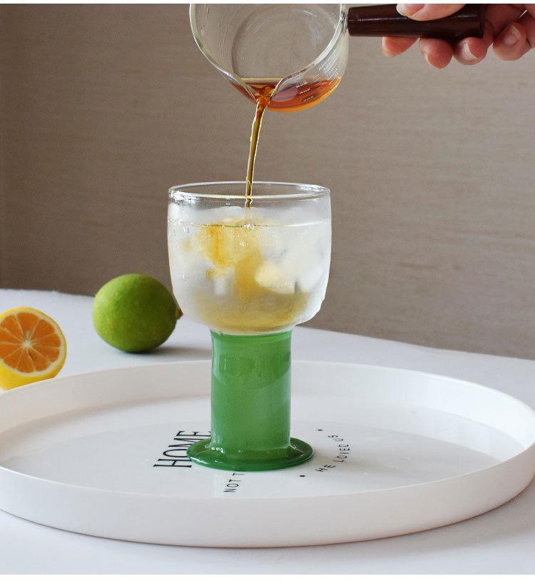 Cute Colored Glass Mug Transparent GLass Cups Cocktail Brandy Wine Glass Domestic Coffee Milk Juice Glasses