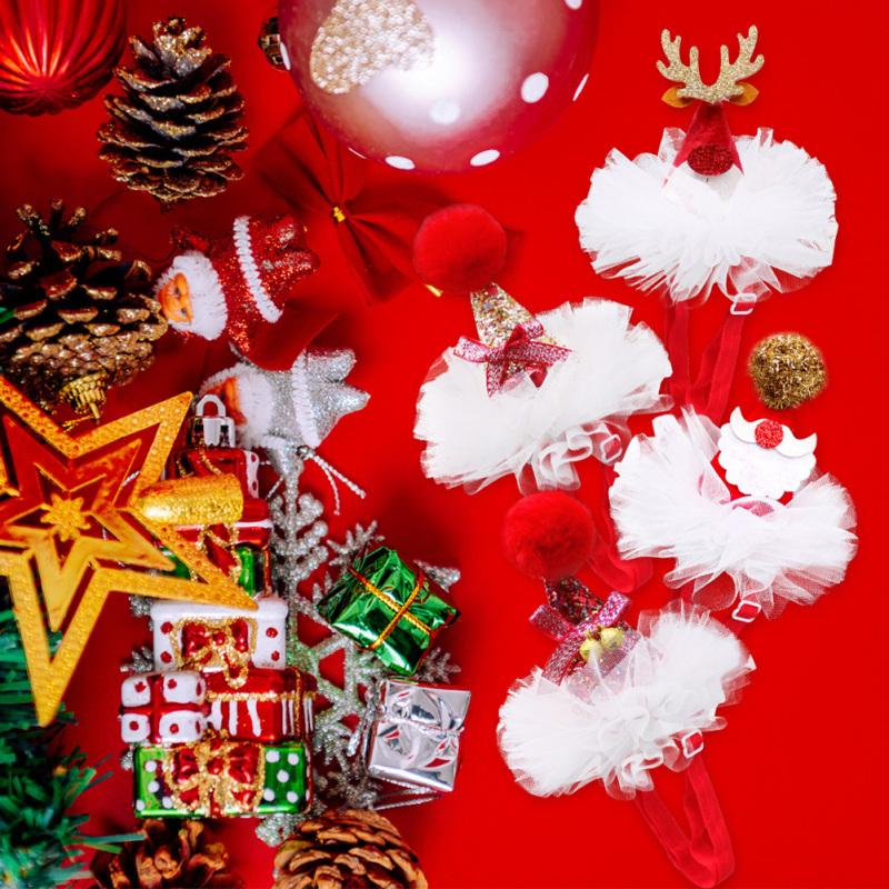 Pet Lace Christmas Hat Headdress Adjustable Drawstring Design Pet Supplies For Christmas Parties