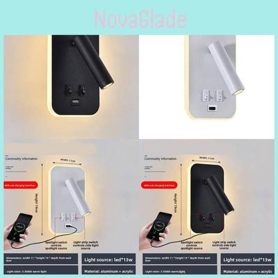 Modern Pvc Wall Lamp With Led Reading Light For Hotel Bedroom And Indoor Spaces