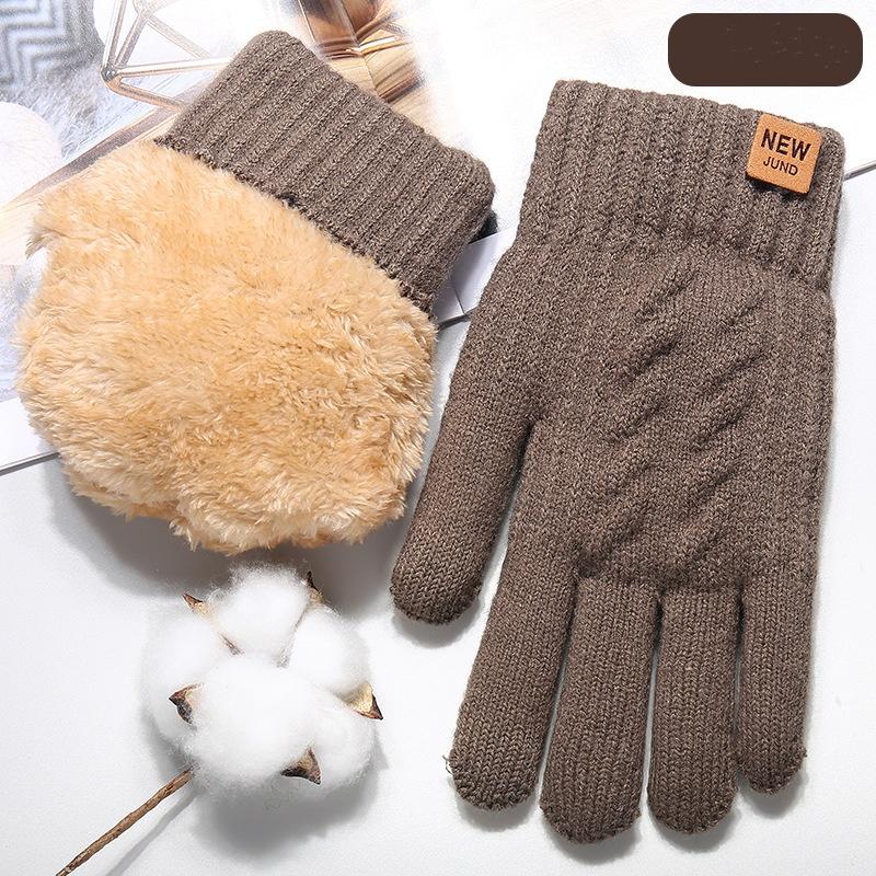 Gloves Men's Wool Knitted Handsome Cycling High-end Warm Plus Velvet Thick Winter Touch Screen Gloves