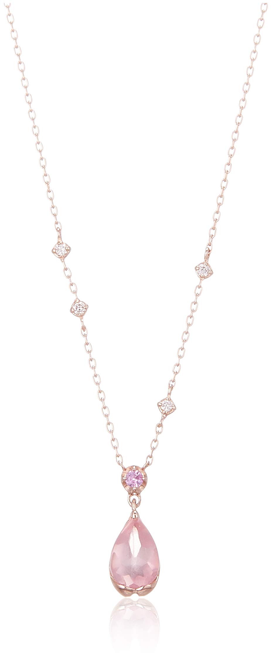 

Wisp K10 pink gold rose quartz pink sapphire diamond necklace [WISP] (FPCWP21760) рожевий