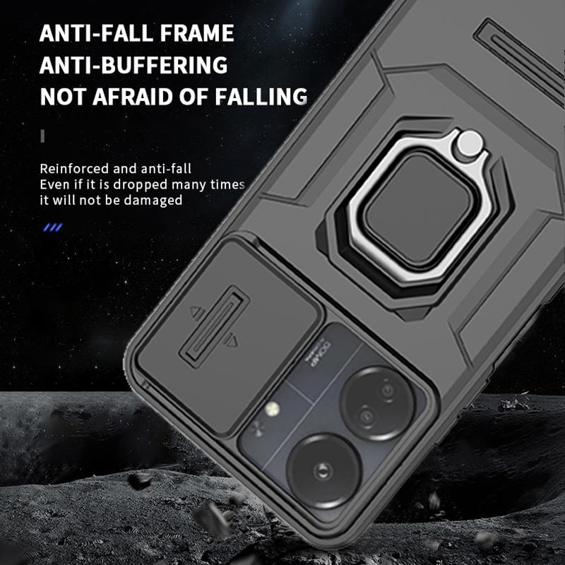 Slide Lens Cover Armor Shockproof Case For Xiaomi Redmi 13C 13 C C13 Redmi13c 4G Magnetic Holder Ring Protect Fundas Redmy 13c