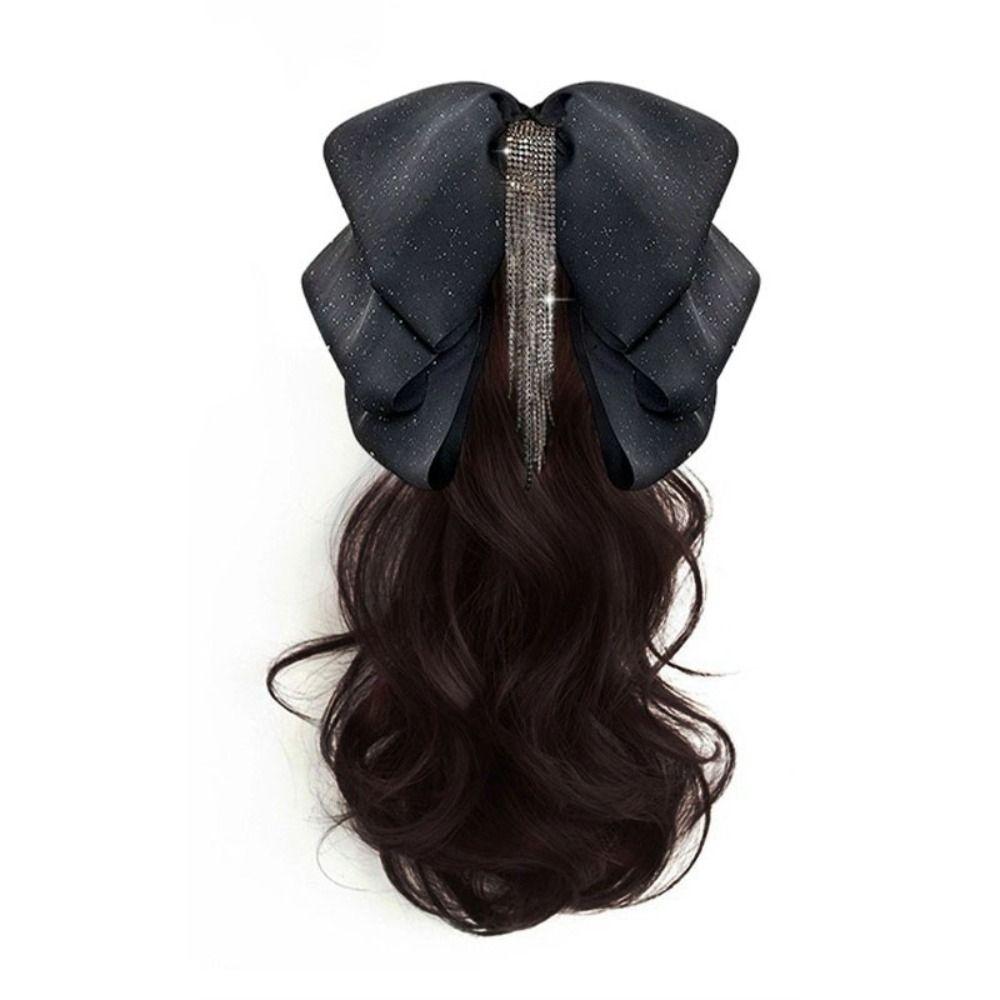 

Tassel Ponytail Wig Clip Natural Fluffy Bowknot Wig Clip Sweet Bow Claw Clip Girl чёрный