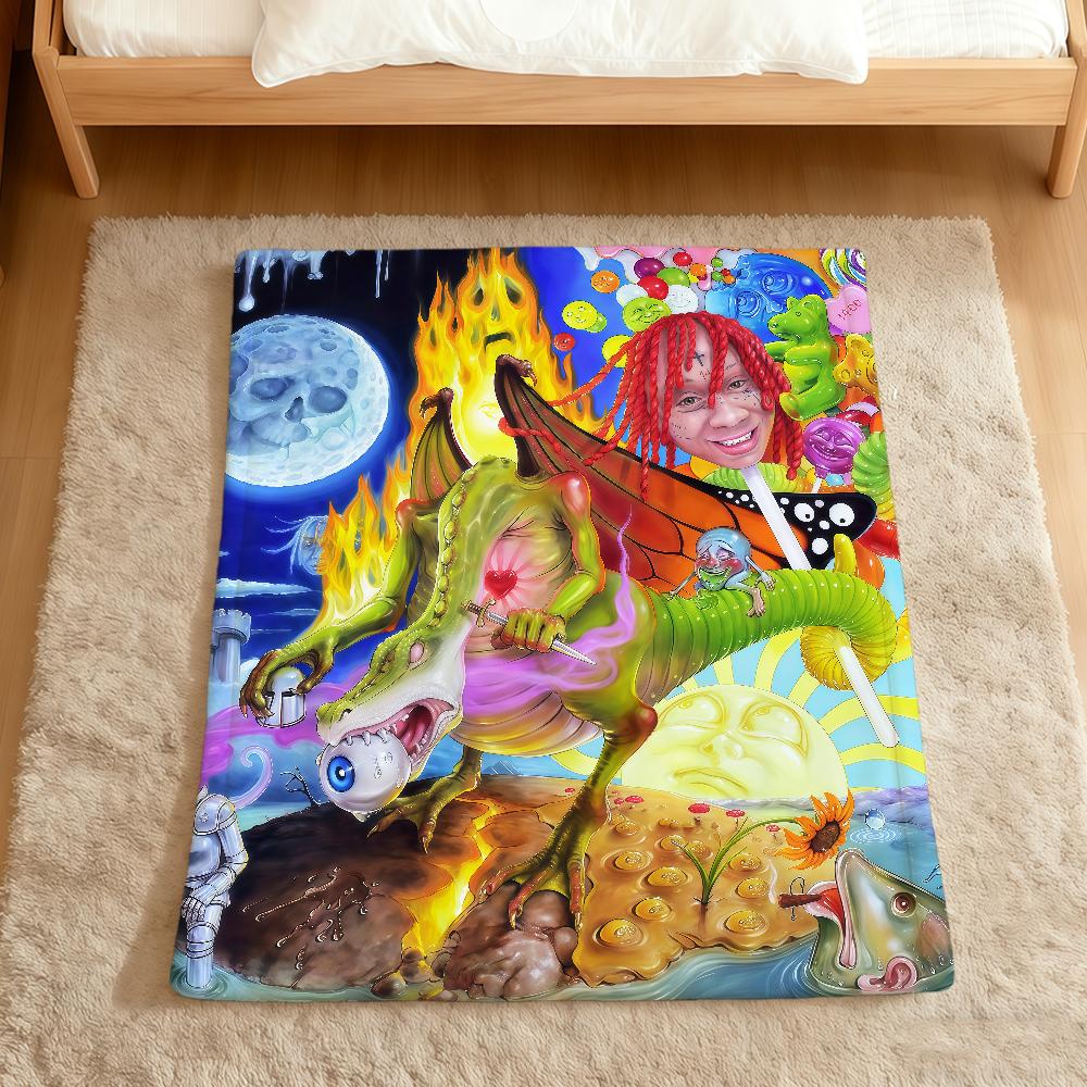 Singer Cool Pop Art T-Trippie R-Redd Flannel Soft Warm Plush Blanket Sofa Living Room Pet Hogar Bedroom Gift Home Car Portable