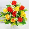 Artificial Roses Flowers 6 Heads Faux Silk Flower Bouquet with Leaves for Bridal Bouquet DIY Arrangement Wedding Party Home Living Room Table Decor