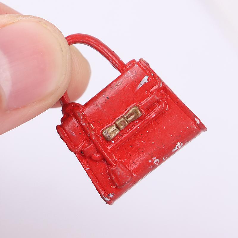 Fashion 1/6 1/12 Dollhouse Miniature Leather Suitcase Mini Bag Backpack Doll Luggage Box Handbag Shoulder Bag Leather Bag Purses