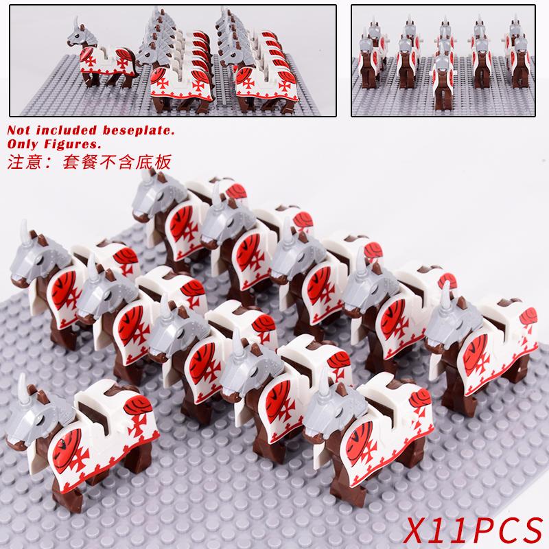Středověké vojenské sady Figury kavalérie Válečný kůň Zvířata Stavební kostky Díly Rytířské zbraně Příslušenství Hračky pro děti dárky