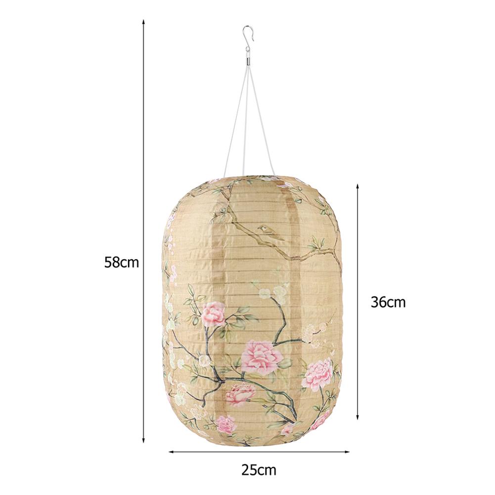 Solar Powered Print Hanging Lantern Nylon Cloth Traditional Decorative Lamp Lantern Atmosphere Light New Year Holiday Decoration