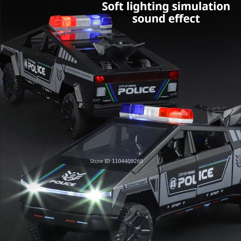 1:32 Ladeplatz Polizei Auto Modell Spielzeug Türen Öffnen Ton Licht Rückziehmotoren Stoßdämpfer Spielzeug Junge Geschenk Ornamente