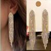 Exquisite Luxury Shiny Crystal Dangle Earrings for Women Long Tassel Full Rhinestone Statement Earring Korean Fashion Jewelry