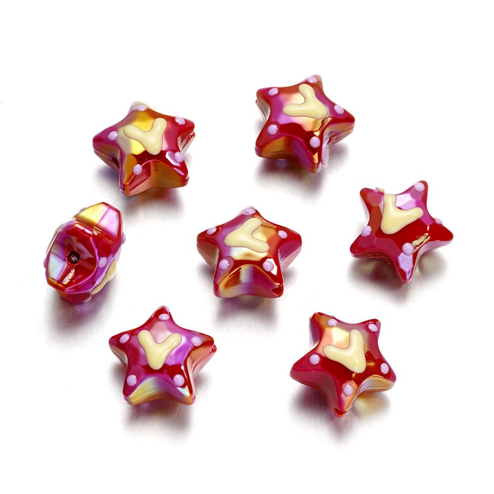 Acrylic Two-Color Gradient Hand-Painted Star Beads for DIY Jewelry and Phone Chains