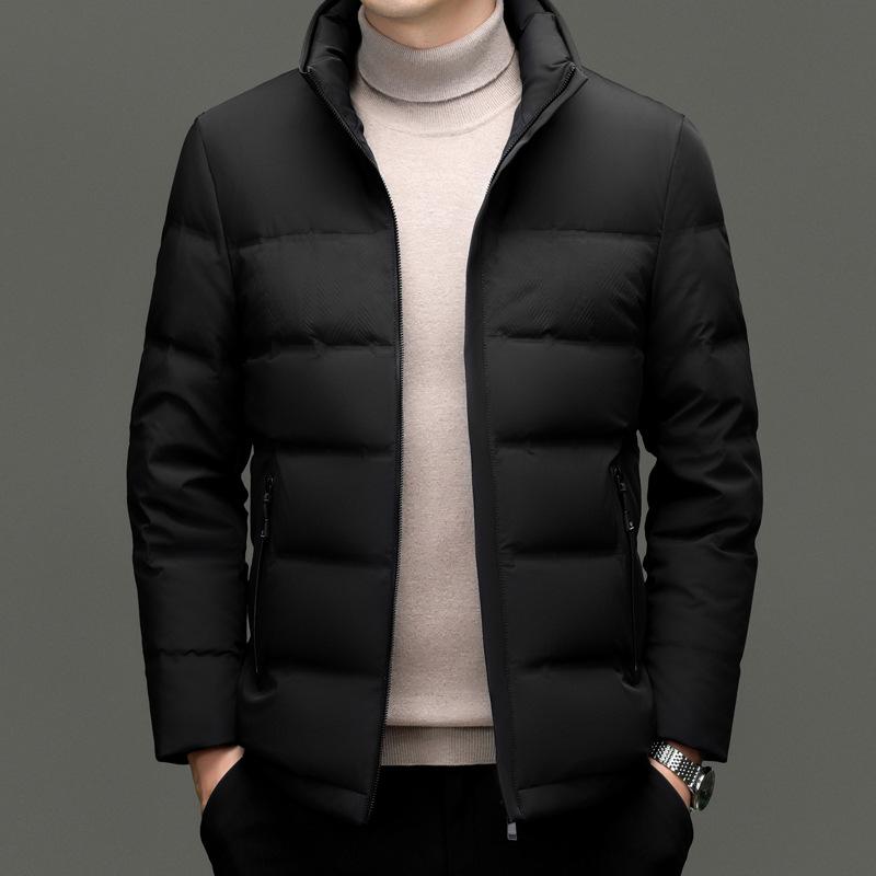 

Men s Winter Stand Collar Down Jacket - Casual Solid Color, Warm, Cold-Resistant Outerwear for Middle-Aged Fashion L